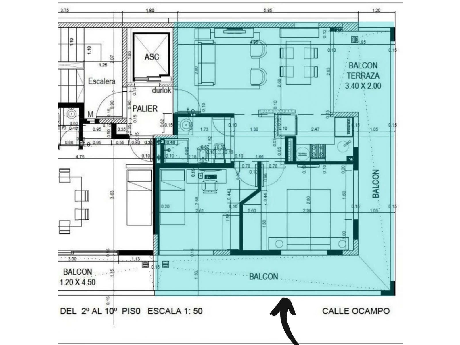 Departamento de dos dormitorios con amplio balcón y vista despejada