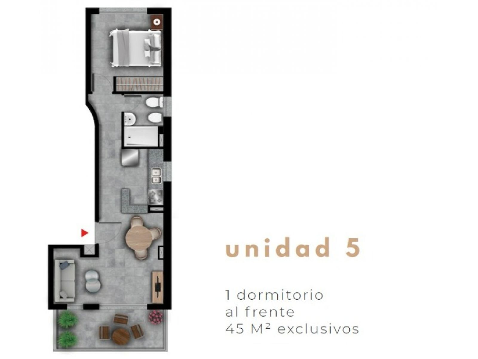 Departamento de 1 dormitorio c/balcon y cochera - Presidente Roca 1453