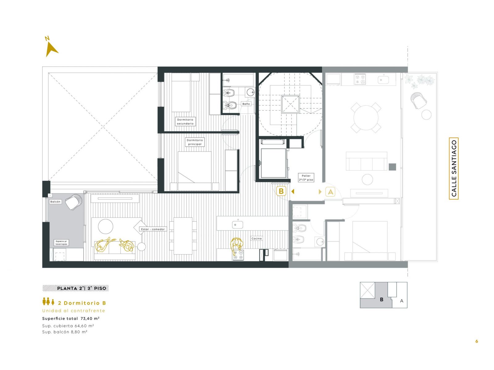 Departamento de 2 dormitorios - Santiago y Santa Fe