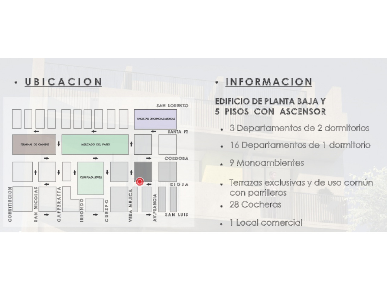 Monoambiente de 33 mts2 exclusivos, con balcón. Rioja y Av. Francia