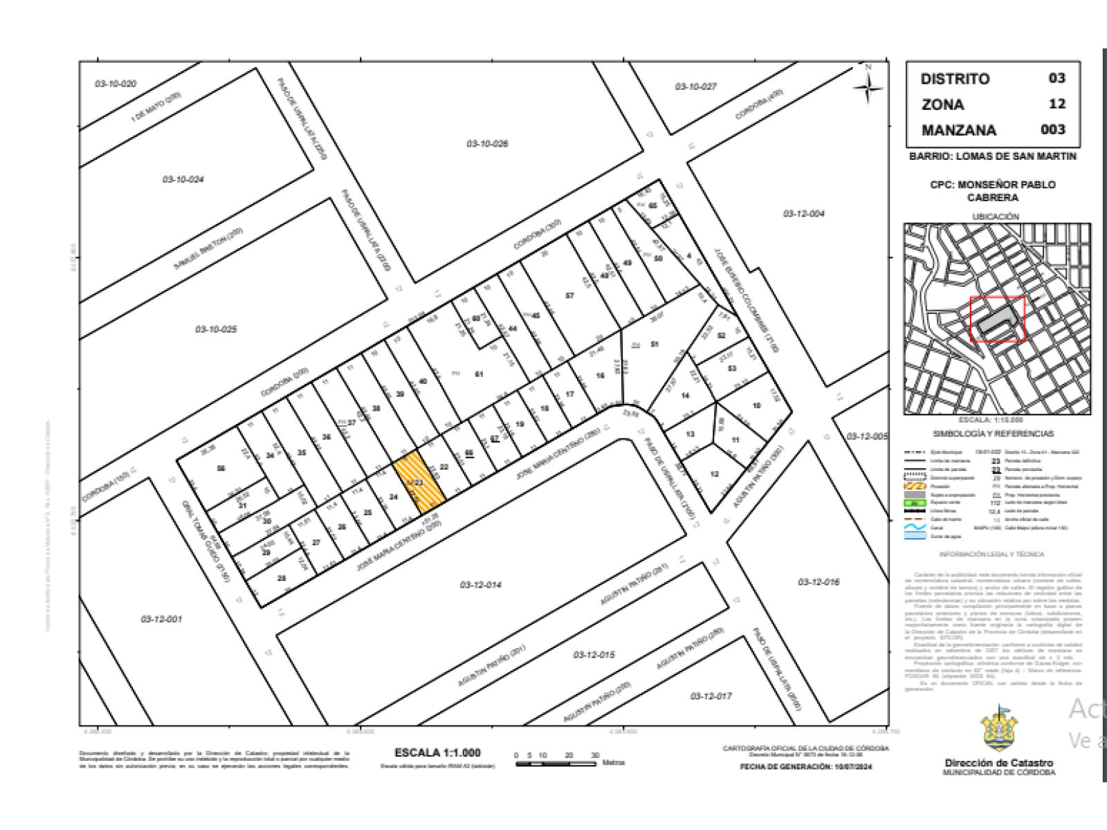 Venta Oportunidad - Terreno de 253 mts.2 - en corazón de Bº Lomas de San Martin - Córdoba