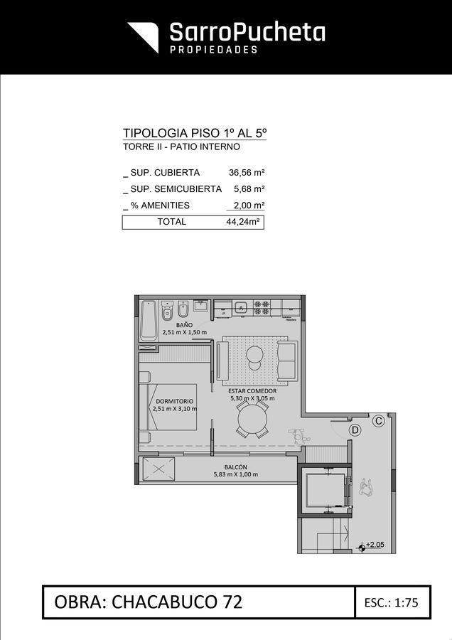 Venta departamento 2 amb - Haedo Sur (3C)