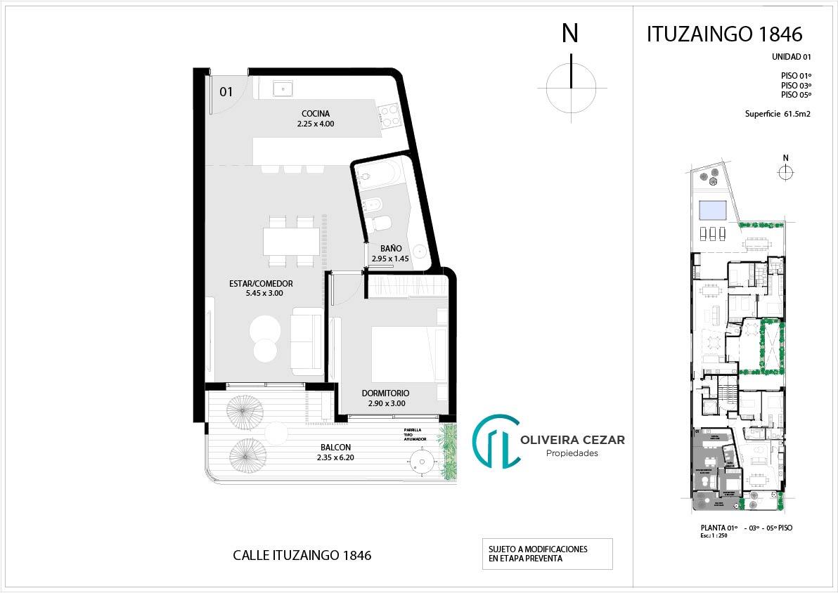 Ituzaingo 1846 - Unidad 05-03 - Duplex 4 dormitorios con terraza exclusiva y cochera - Abasto