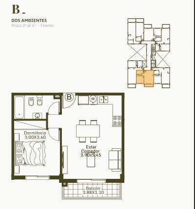 Departamento de UN ambiente en venta