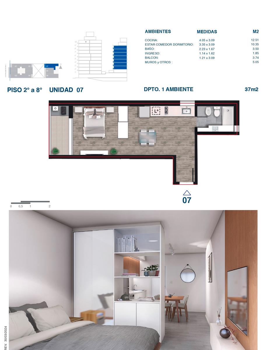 Departamento monoambiente , amenities - Juan M. de Rosas 1100 - Martin Rosario  Venta