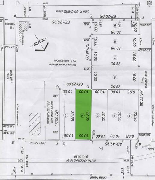 Loteo Luis Palacios (Lote4) - 9 Lotes exclusivos de 300 a 450m2 a la venta sobre Ruta Nacional N° 34 - Residenciales, comerciales - FINANCIACION - LUIS PALACIOS - Pcia de Santa Fe