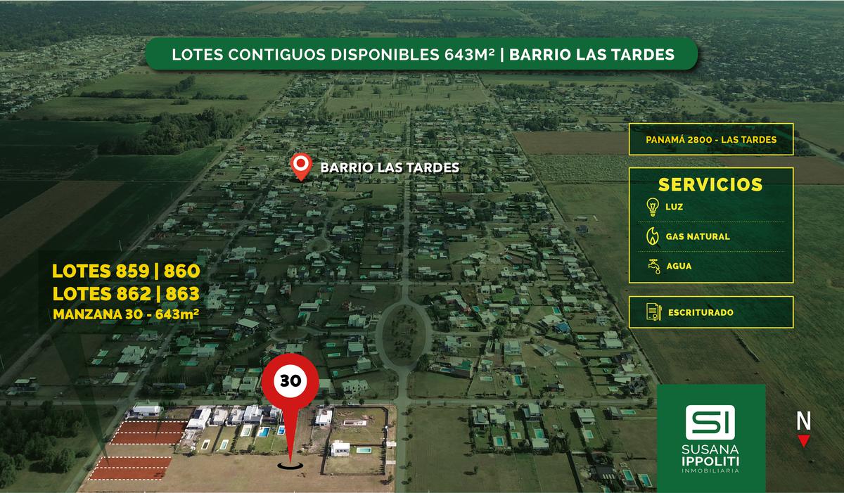 Terrenos en venta en Las Tardes Roldan de 643m2 con servicios