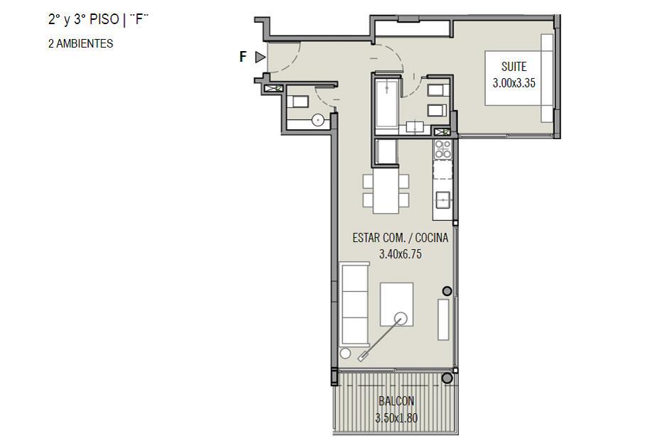 Departamento  Venta 2 Ambientes- Nuñez Pozo