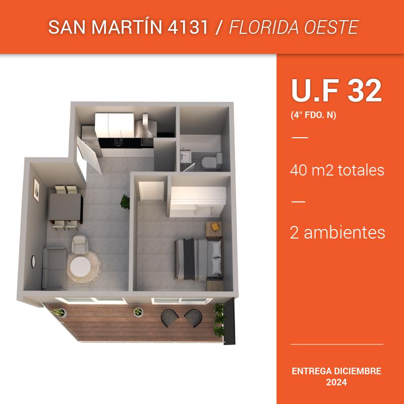 Departamento en Venta Florida - 2 ambientes 40 m2 totales