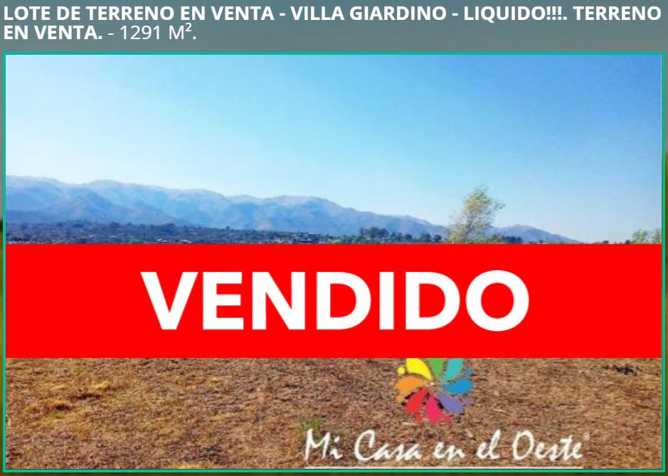 VENDIDO Terreno 1291m2 - Villa Giardino