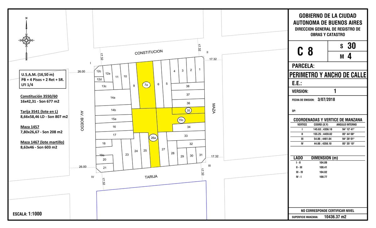 Lote 16 x 42,31 - Constr 2675 m2 aprox