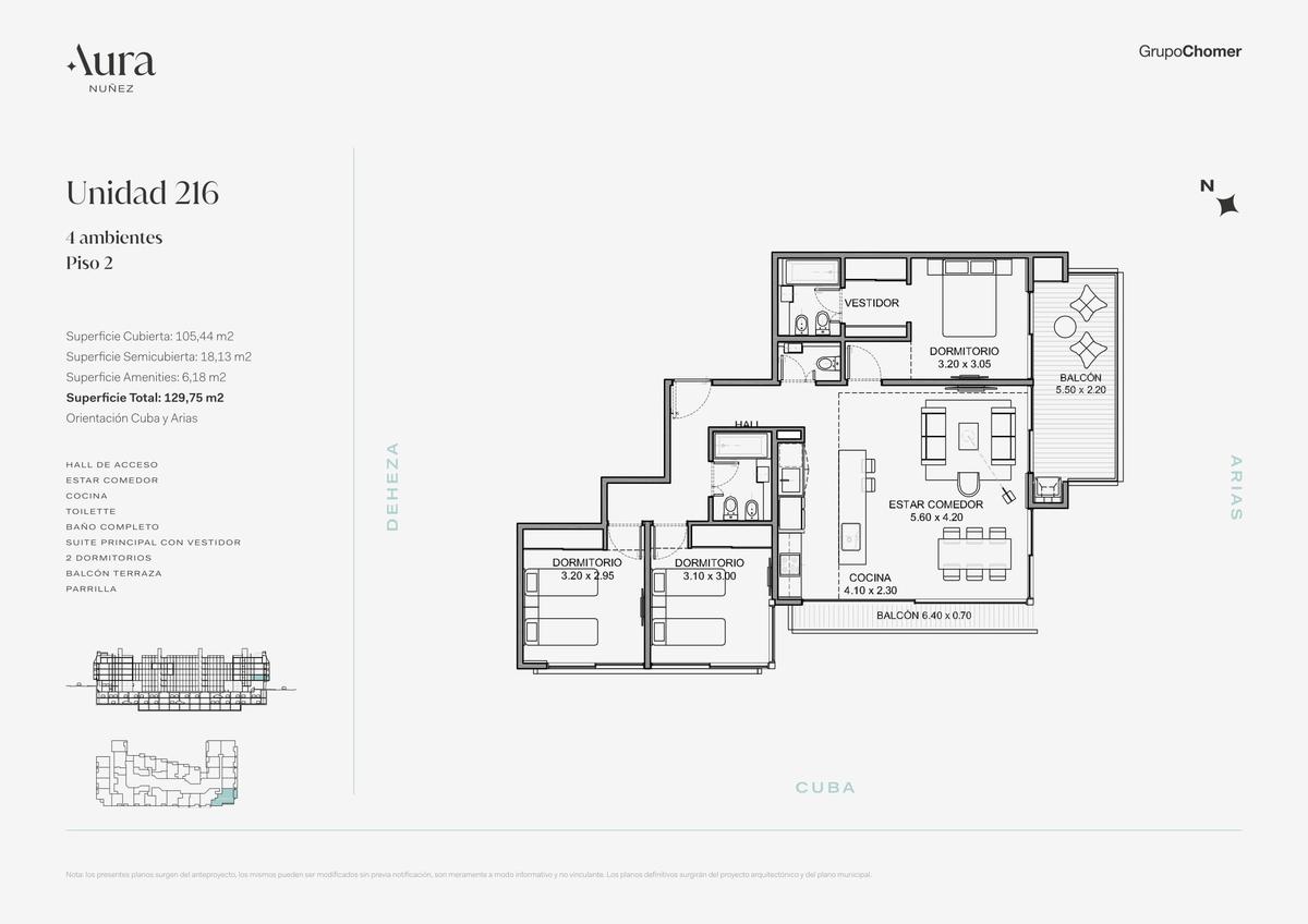 Departamento 4 amb con balcon  terraza - Aura Nuñez -