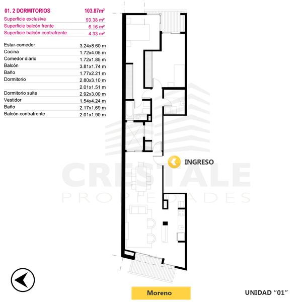 Departamento 2 dormitorios en venta. Balcón. Diseño y Calidad. - Parque España, Rosario