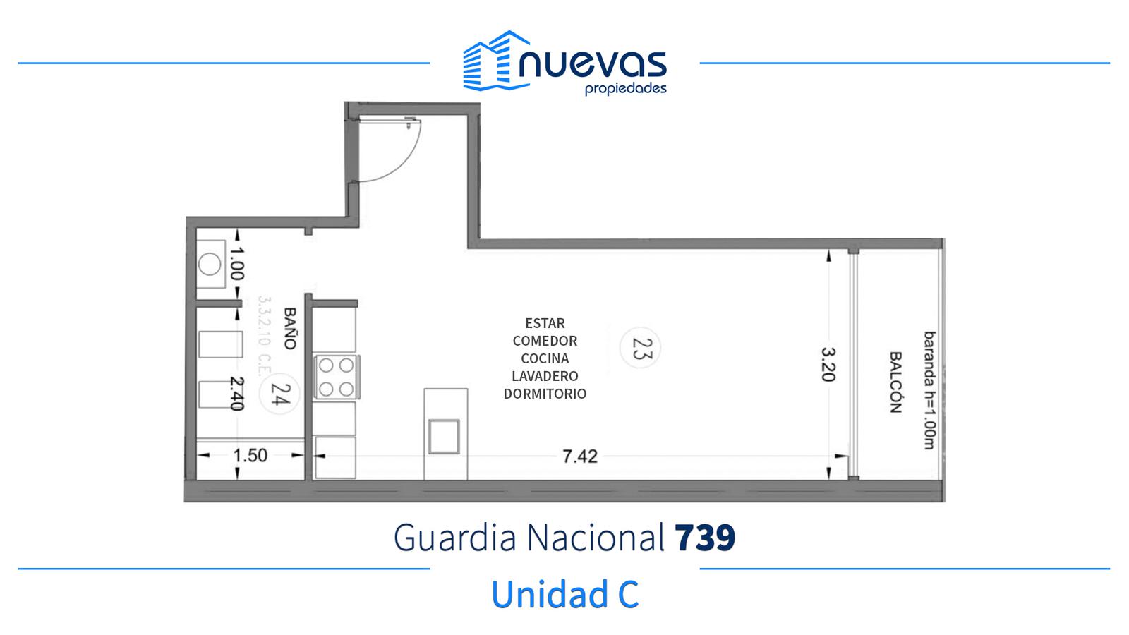 Departamentos de 1 Ambiente con Balcón en Mataderos