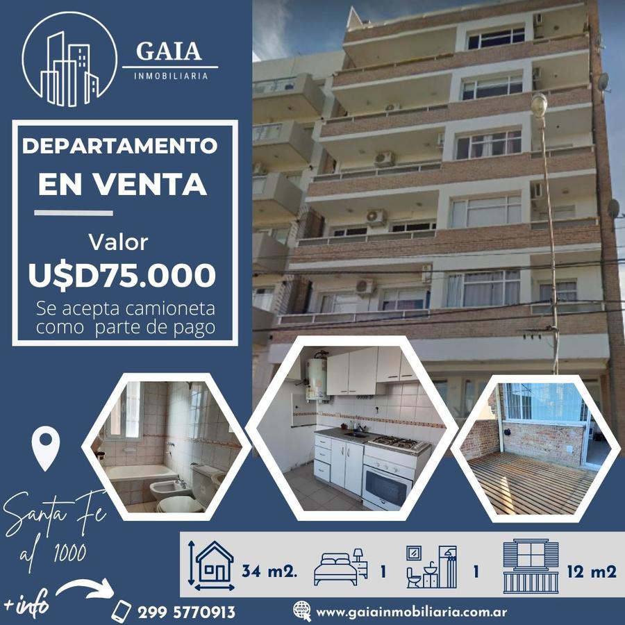 Departamento 2 AMBIENTES - Área Centro Este