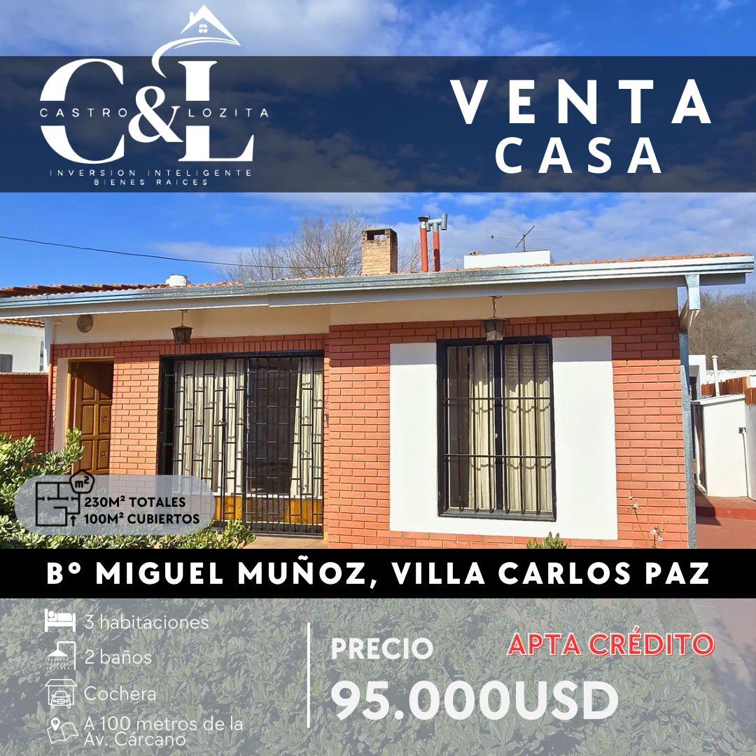 SE VENDE CASA DE 3 DOR EN MIGUEL MUÑOZ, VILLA CARLOS PAZ