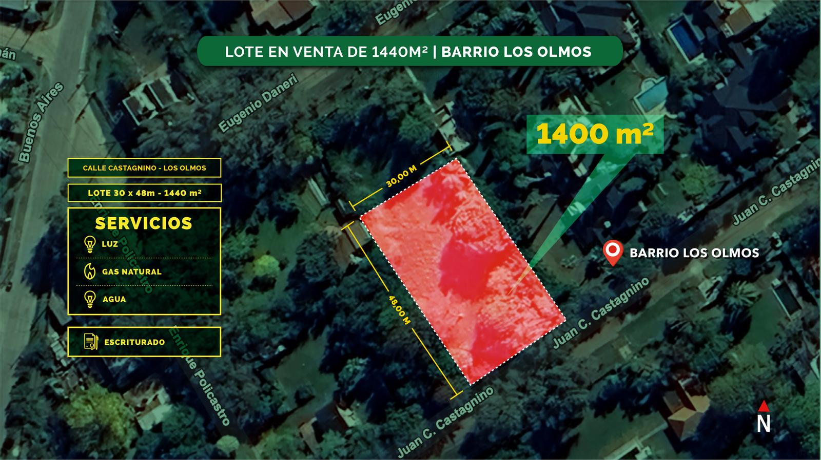 Terreno en lote 1440m2 en Los Olmos Roldán