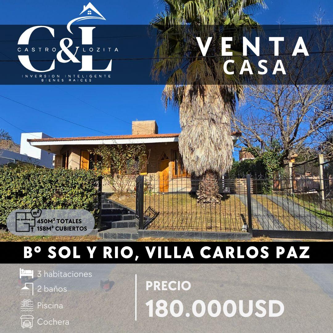 GRAN CASA DE 3 DORMITORIOS EN B° SOL Y RIO - VILLA CARLOS PAZ