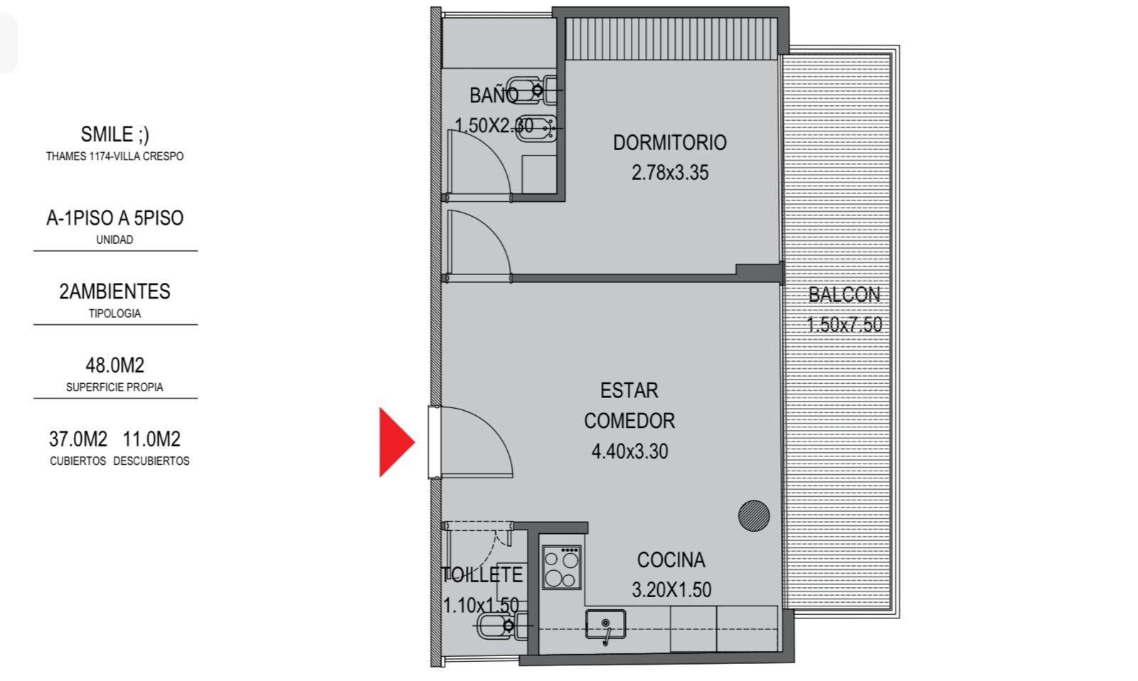 Departamento de dos ambientes a estrenar con terraza en Alquiler en Villa Crespo Capital Federal