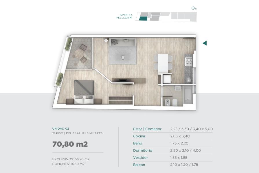 Departamento en Av. Pellegrini 1600 - Calidad Fundar