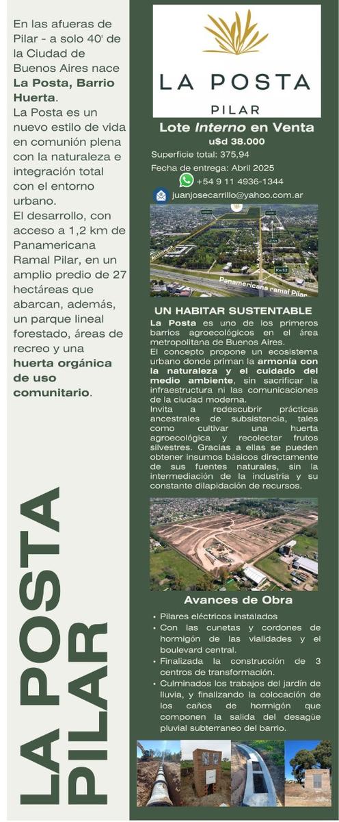 Terreno en  barrio La Posta en Pilar