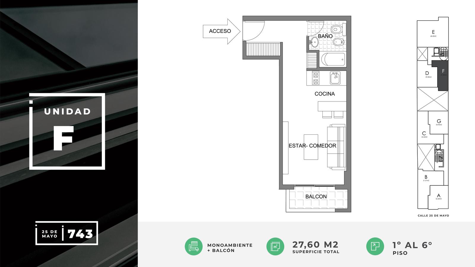 Departamentos de 1 o 2 Dormitorios y Monoambientes a estrenar en 25 de Mayo  743