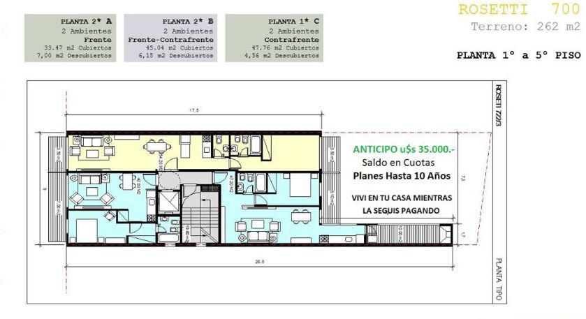 Departamento VENTA POZO COLEGIALES 2 AMBIENTES SUITE BALCON TERRAZA PARRILLA INDIVIDUAL APTO AIRBNB