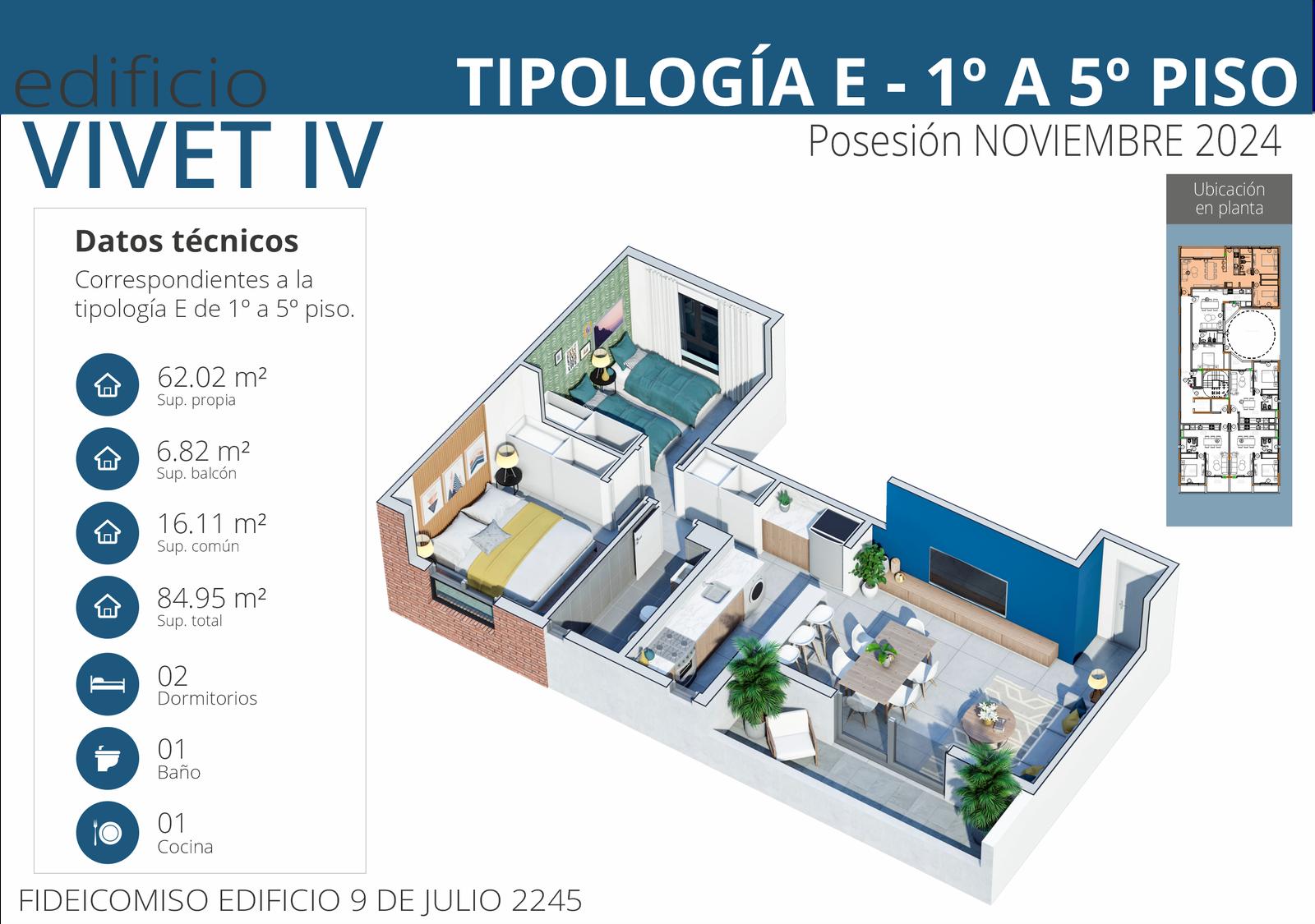 Alto Alberdi - Vivet IV - Departamento de 2 dormitorios a estrenar