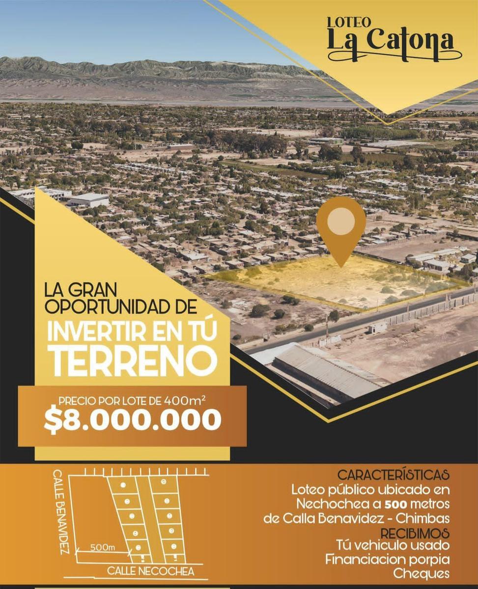 Venta de terreno en B La Catona . Solo 4 unidades . Chimbas . Terrenos de 500 m2