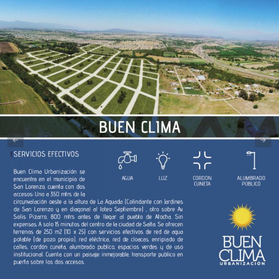 TERRENOS EN VENTA - LOTEO BUEN CLIMA - SAN LORENZO CHICO