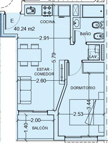 Venta departamento 1 dormitorio sector social piscina quincho barrio Centro