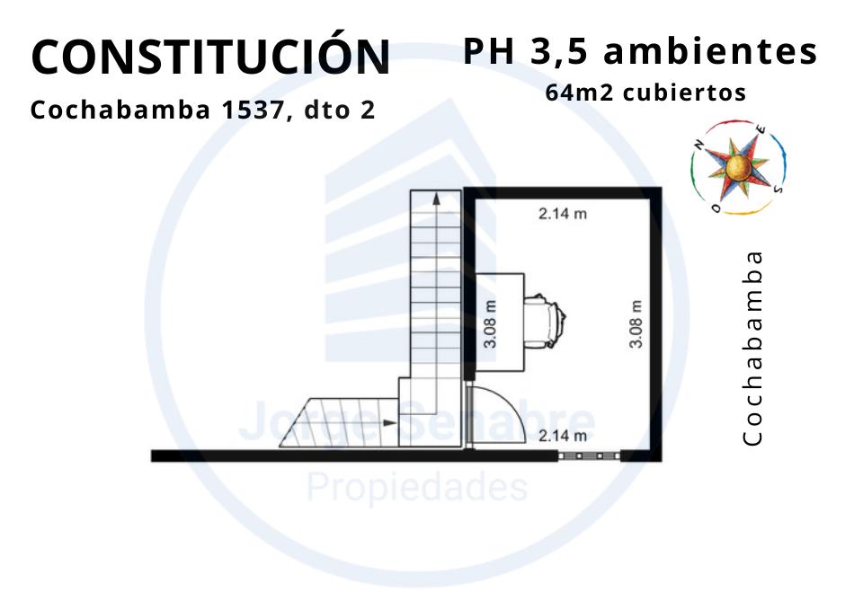 PH 3 ambientes y medio en Constitución, patio y terraza. + plus al fondo