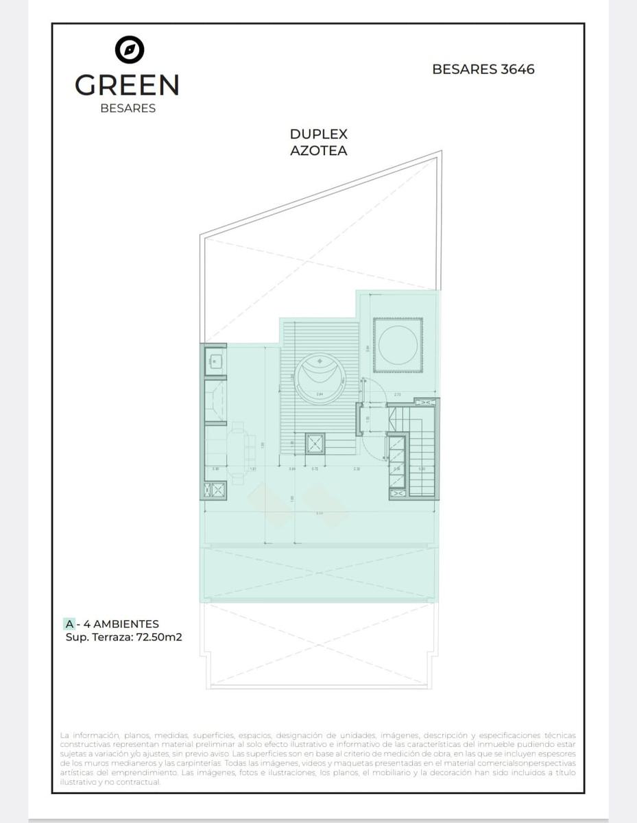 Departamento de 2 ambientes con balcón y terraza en construcción - Saavedra