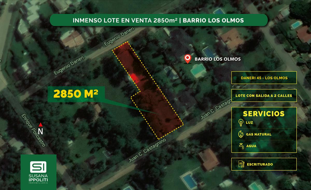 Lote 2850 m2 arbolado en Los Olmos - Roldán