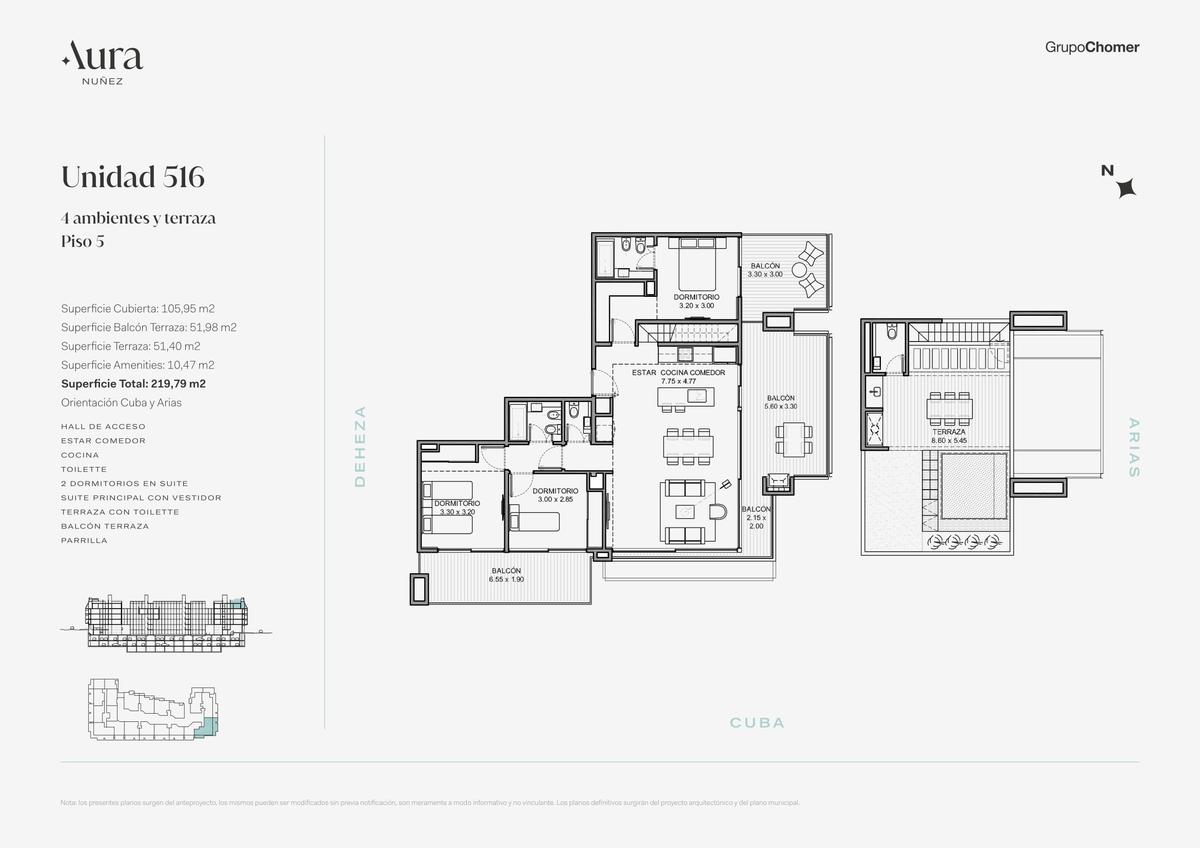 Departamento 4 amb con balcon  y terraza - Aura Nuñez -