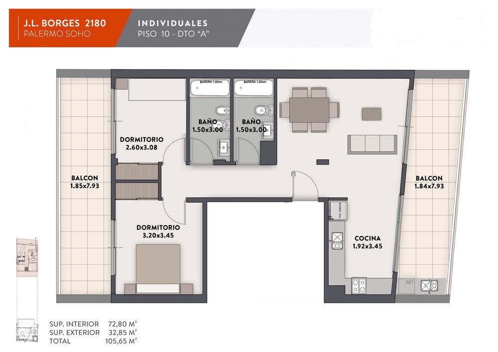 DEPARTAMENTO A ESTRENAR PISO EN VENTA DE 3 AMBIENTES ÚNICO EN PALERMO SOHO CON AMENITIES