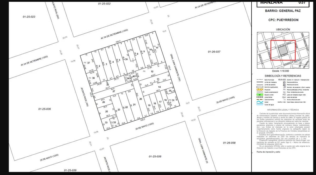 Desarrollista - Constructor Venta Terrenos Apto Construcción - Barrio General Paz