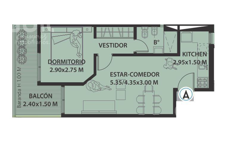 Piso 1 al frente, amplio departamento en Nueva Cordoba!