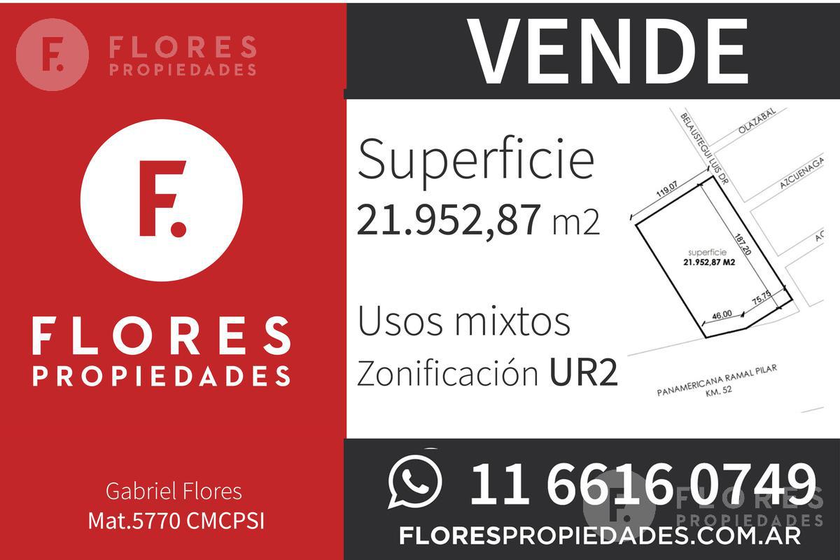 Flores Prop. Vende Terreno - Pilar - Panamericana Ramal Pilar km. 51