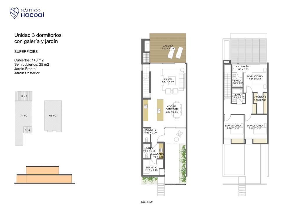 Housing unidad 3 dormitorios, galeria y jardin