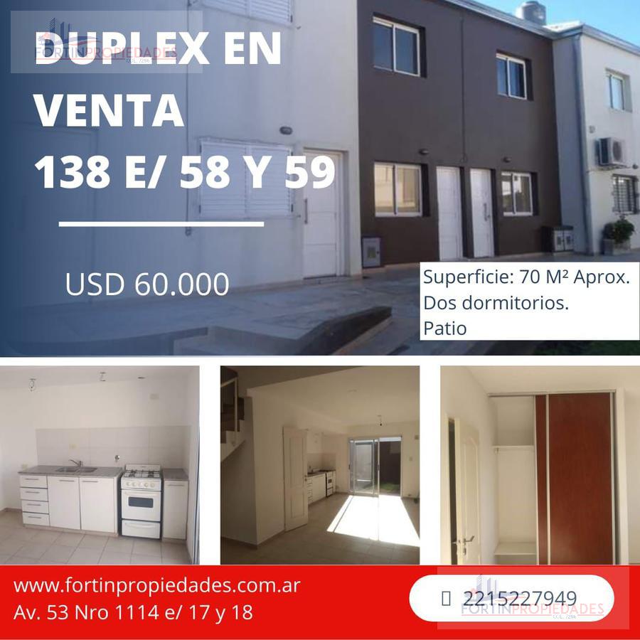 Duplex 138 e 58 y 59 Los Hornos , La Plata