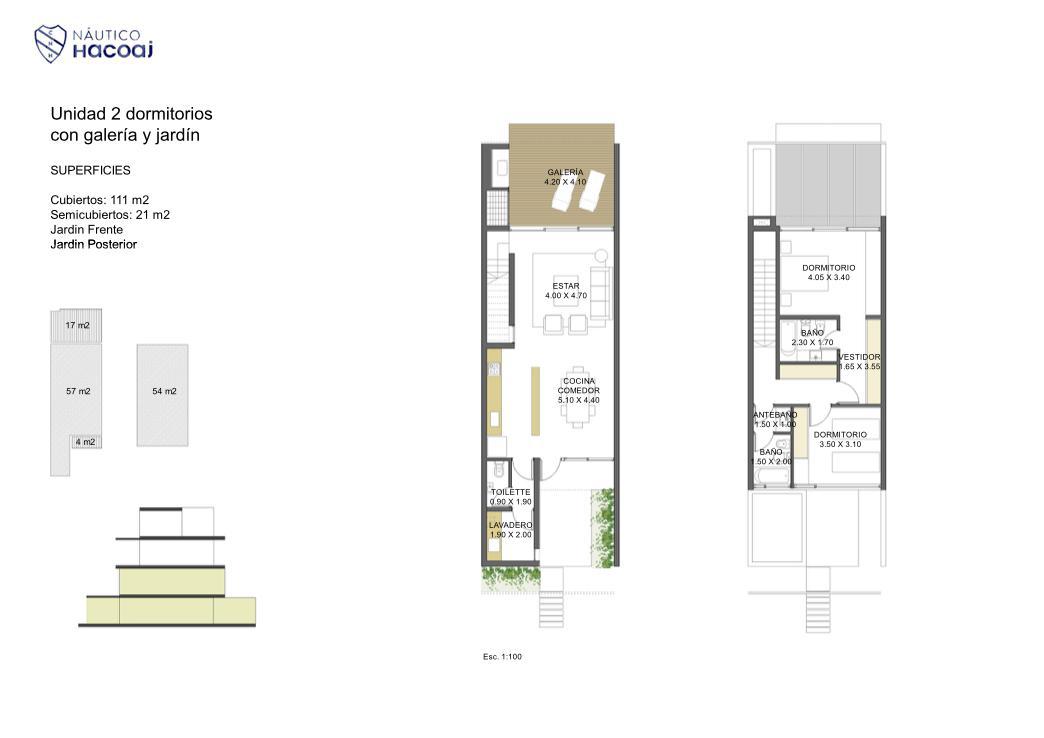 housing 2 dormitorios galeria y jardin