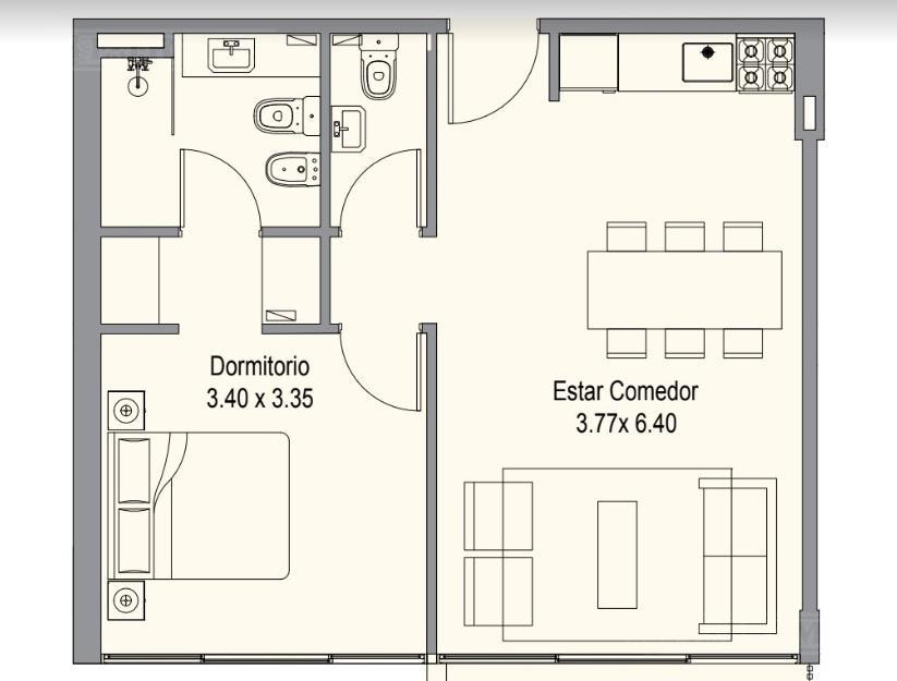 Departamento a estrenar de 2 ambientes en SkyRoof Living